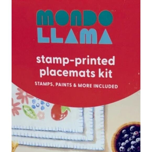 Mondo Llama DIY Stamp-Printed Placemat Kit, 4 Placemats, With Stamps & Paint s2 - Picture 6 of 7